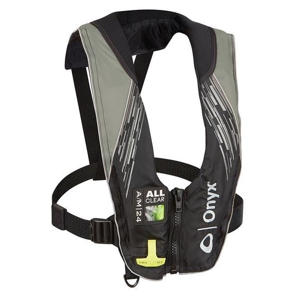 Onyx Outdoor Onyx Outdoor 132200-701-004-21 A & M-24 Series All Clear Automatic; Manual Inflatable Life Jacket; Grey - Adult 132200-701-004-21